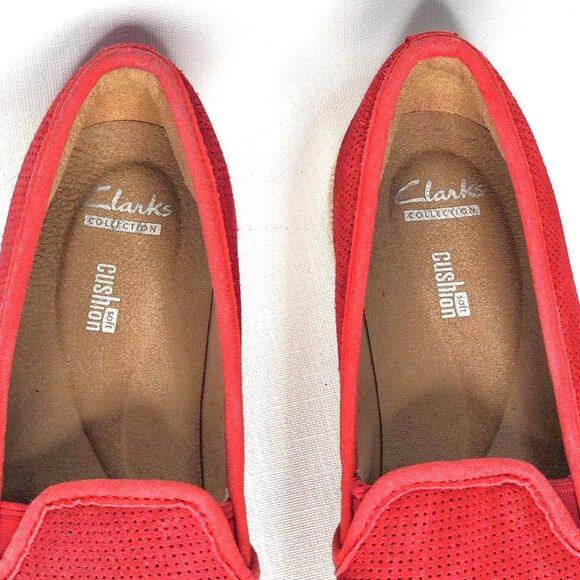 Clarks Azella Theoni red perforated suede slip-on espadrilles - Picture 5 of 10